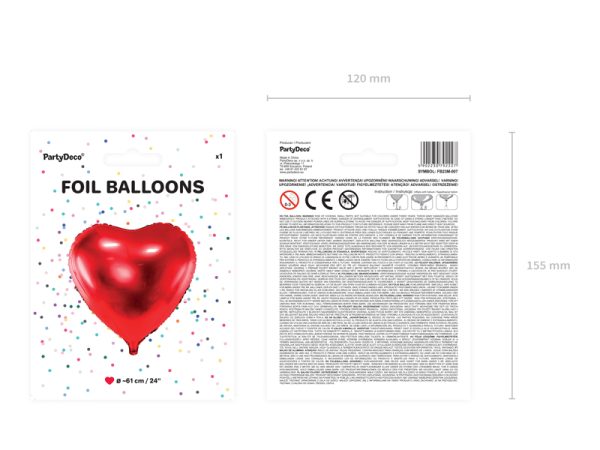 Foil Balloon Heart, 61cm, red