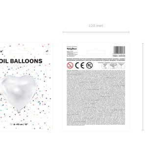 Foil Balloon Heart, 61cm, white