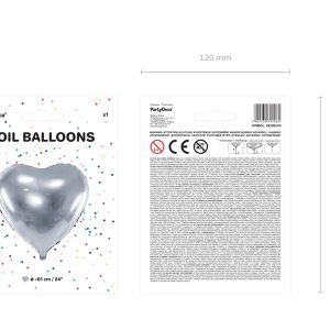 Foil Balloon Heart, 61cm, silver