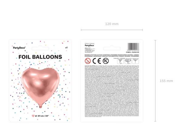 Foil Balloon Heart, 61cm, rose gold