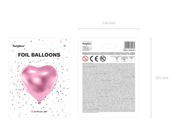 Foil Balloon Heart, 61cm, light pink