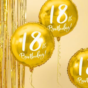Foil Balloon 18th Birthday, gold, 45 cm