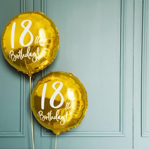 Foil Balloon 18th Birthday, gold, 45 cm