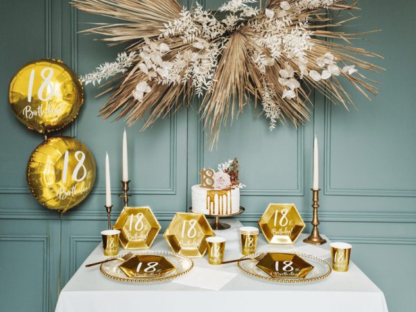Foil Balloon 18th Birthday, gold, 45 cm