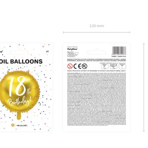 Foil Balloon 18th Birthday, gold, 45 cm