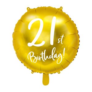 Foil Balloon 21st Birthday, gold, 45cm