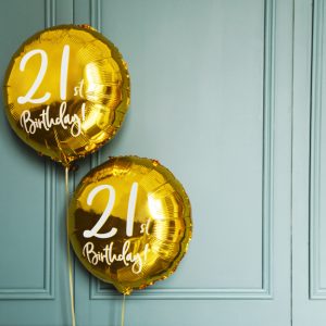 Foil Balloon 21st Birthday, gold, 45cm
