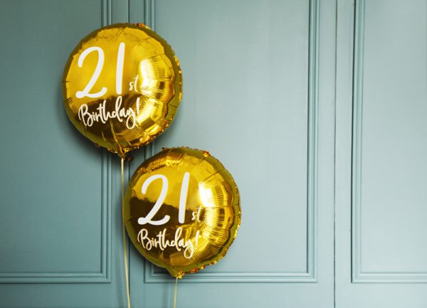 Foil Balloon 21st Birthday, gold, 45cm