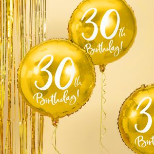 Foil Balloon 30th Birthday, gold, 45 cm
