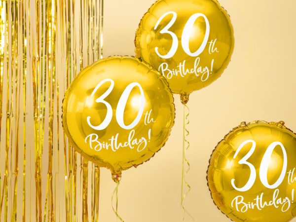 Foil Balloon 30th Birthday, gold, 45 cm