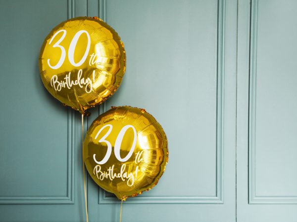 Foil Balloon 30th Birthday, gold, 45 cm