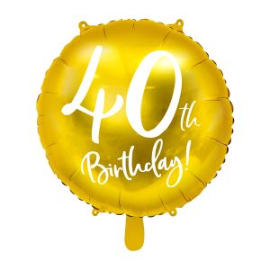 Foil Balloon 40th Birthday, gold, 45 cm