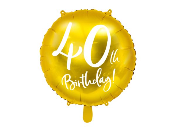 Foil Balloon 40th Birthday, gold, 45 cm