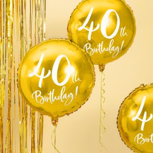 Foil Balloon 40th Birthday, gold, 45 cm