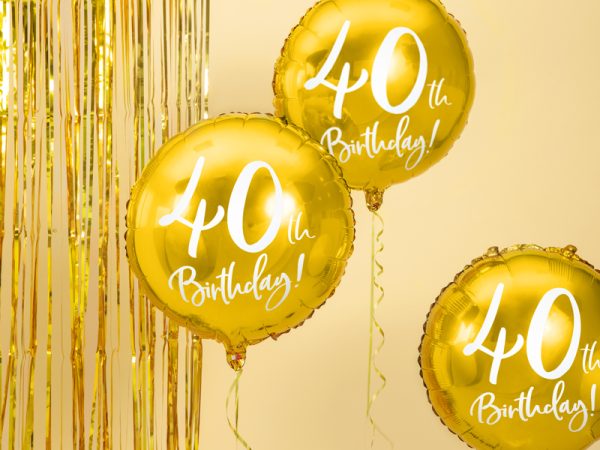 Foil Balloon 40th Birthday, gold, 45 cm