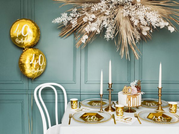 Foil Balloon 40th Birthday, gold, 45 cm