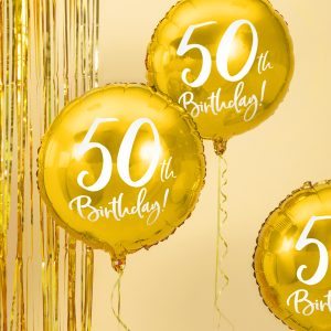 Foil Balloon 50th Birthday, gold, 45 cm