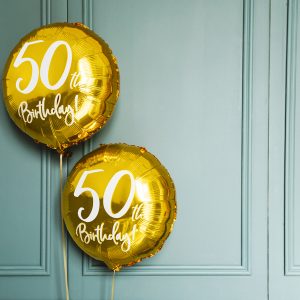 Foil Balloon 50th Birthday, gold, 45 cm