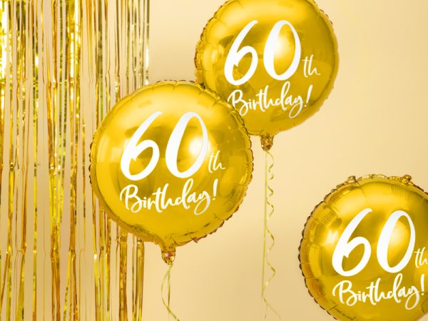 Foil Balloon 60th Birthday, gold, 45 cm