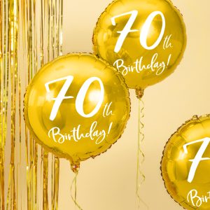 Foil Balloon 70th Birthday, gold, 45cm