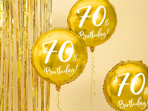 Foil Balloon 70th Birthday, gold, 45cm
