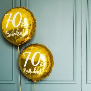 Foil Balloon 70th Birthday, gold, 45cm