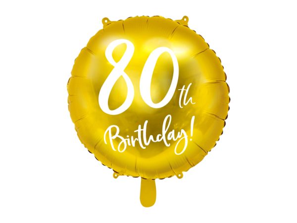 Foil Balloon 80th Birthday, gold, 45cm