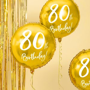 Foil Balloon 80th Birthday, gold, 45cm