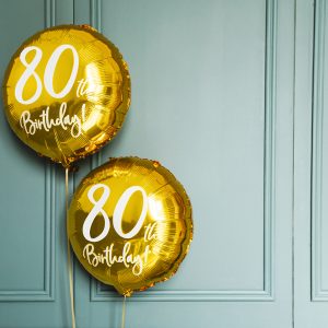 Foil Balloon 80th Birthday, gold, 45cm