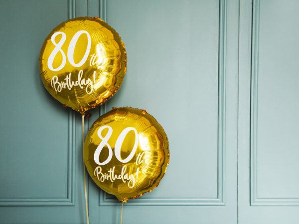 Foil Balloon 80th Birthday, gold, 45cm