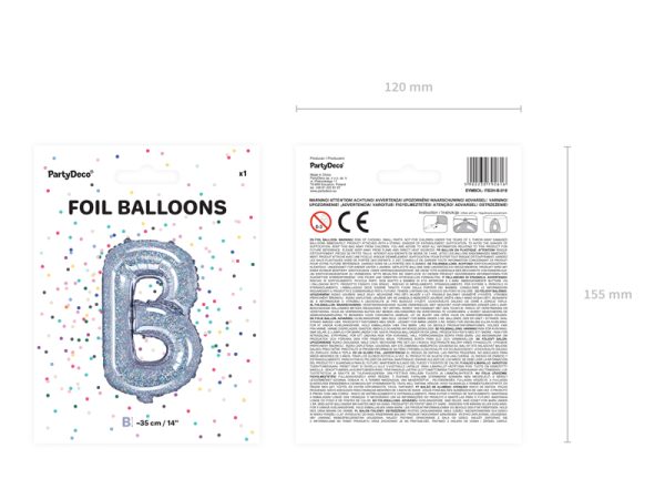 Foil Balloon Letter ''B'', 35cm, holographic