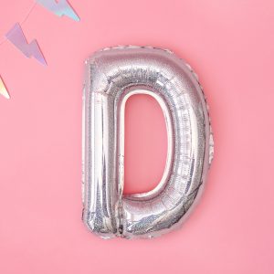 Foil Balloon Letter ''D'', 35cm, holographic