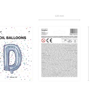 Foil Balloon Letter ''D'', 35cm, holographic