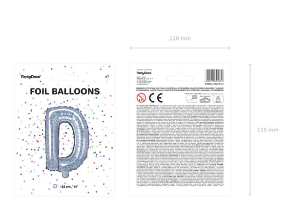 Foil Balloon Letter ''D'', 35cm, holographic