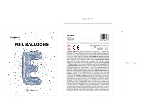 Foil Balloon Letter ''E'', 35cm, holographic