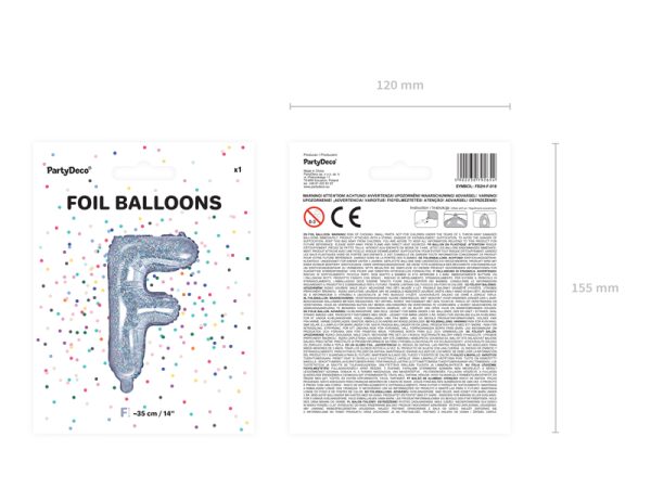 Foil Balloon Letter ''F'', 35cm, holographic