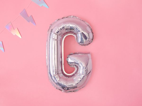 Foil Balloon Letter ''G'', 35cm, holographic