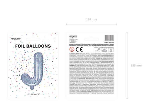 Foil Balloon Letter ''J'', 35cm, holographic
