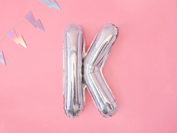 Foil Balloon Letter ''K'', 35cm, holographic