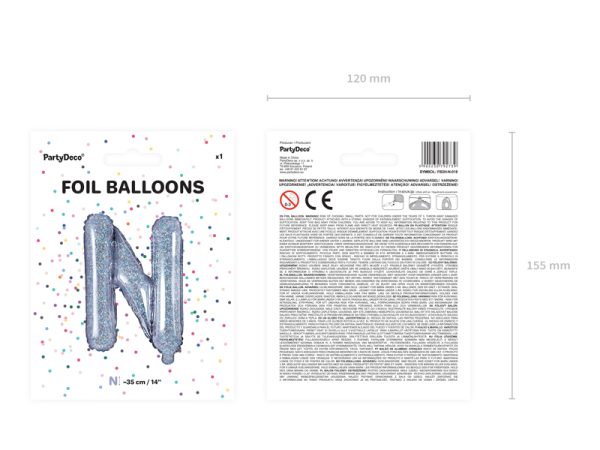 Foil Balloon Letter ''N'', 35cm, holographic