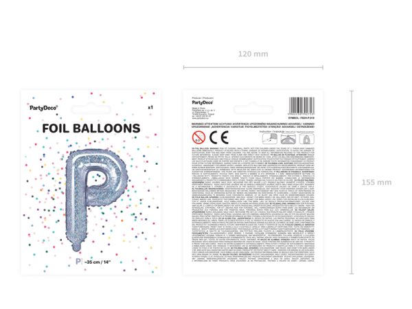 Foil Balloon Letter ''P'', 35cm, holographic