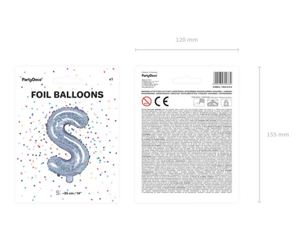 Foil Balloon Letter ''S'', 35cm, holographic