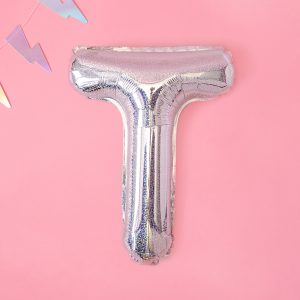 Foil Balloon Letter ''T'', 35cm, holographic