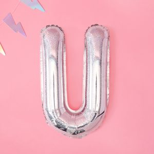 Foil Balloon Letter ''U'', 35cm, holographic