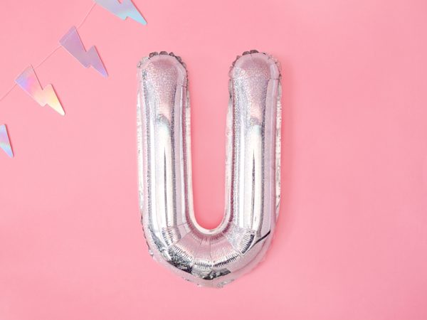 Foil Balloon Letter ''U'', 35cm, holographic