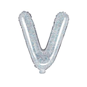 Foil Balloon Letter ''V'', 35cm, holographic