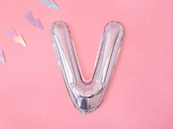 Foil Balloon Letter ''V'', 35cm, holographic