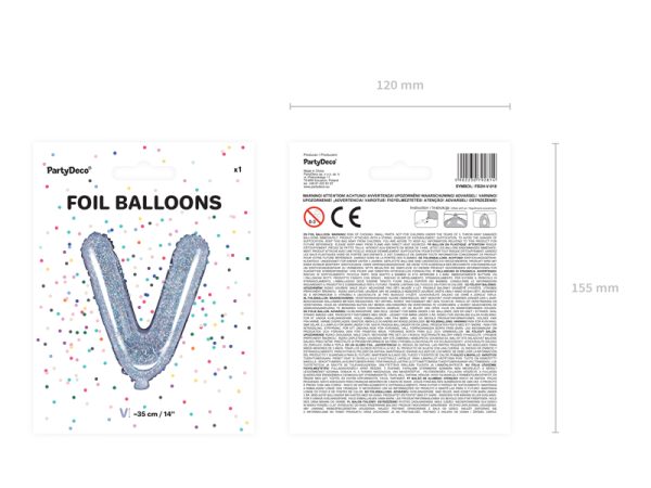 Foil Balloon Letter ''V'', 35cm, holographic