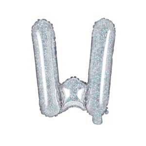 Foil Balloon Letter ''W'', 35cm, holographic