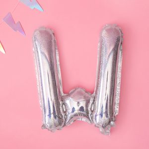 Foil Balloon Letter ''W'', 35cm, holographic